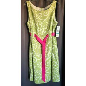 Jessica Howard "Missy" Women's dress size 16 Green/White/Pink New with tags